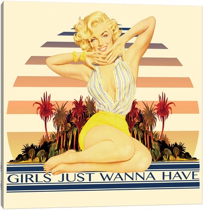 Vintage Marilyn Monroe Promotional Poster (Girls Just Wanna Have) Canvas Art Print - Drama Movie Art