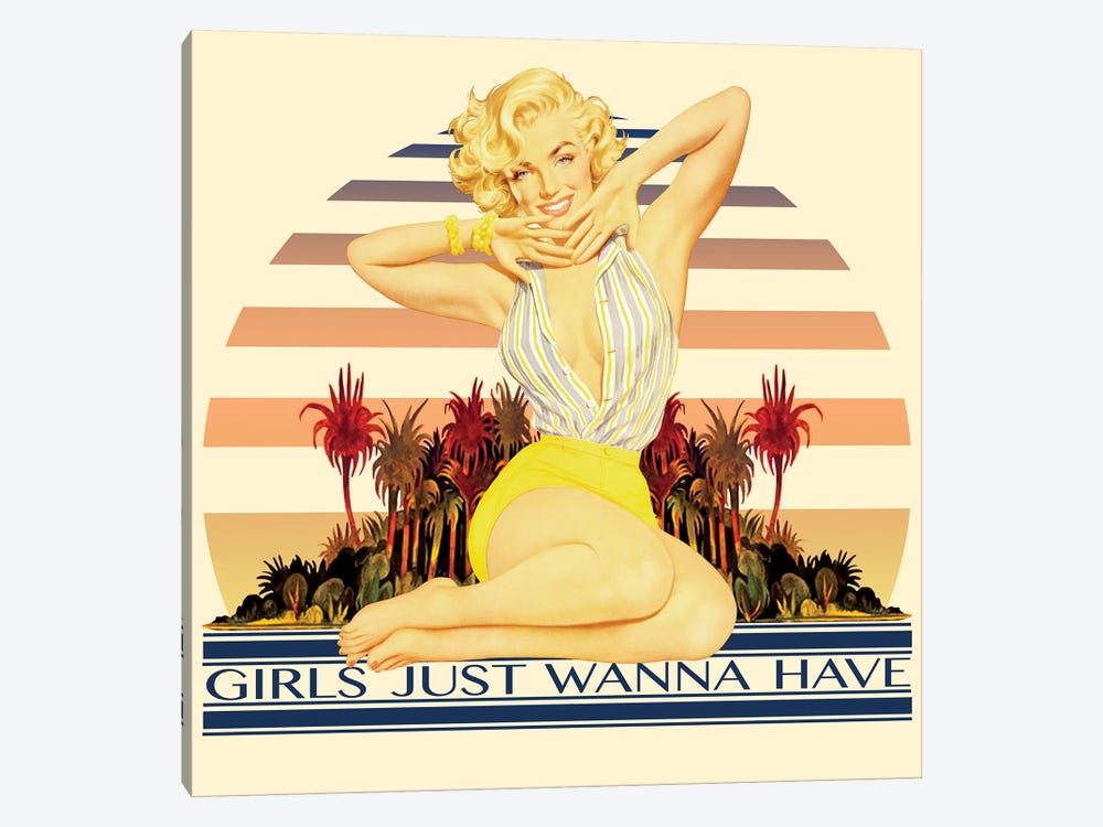 Vintage Marilyn Monroe Promotional Poster (Girls Just Wanna Have) by Radio Days 1-piece Canvas Art Print