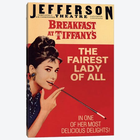 Breakfast At Tiffany's Film Poster (Jefferson Theatre Edition) Canvas Print #RAD8} by Radio Days Canvas Artwork