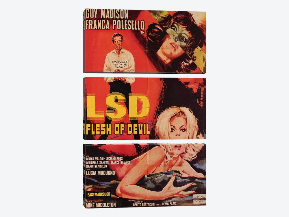 LSD Flesh Of Devil Film Poster by Radio Days 3-piece Canvas Print