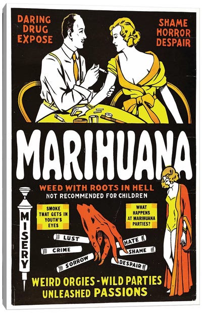 Marihuana Film Poster II Canvas Art Print - Vintage & Retro Bedroom Art