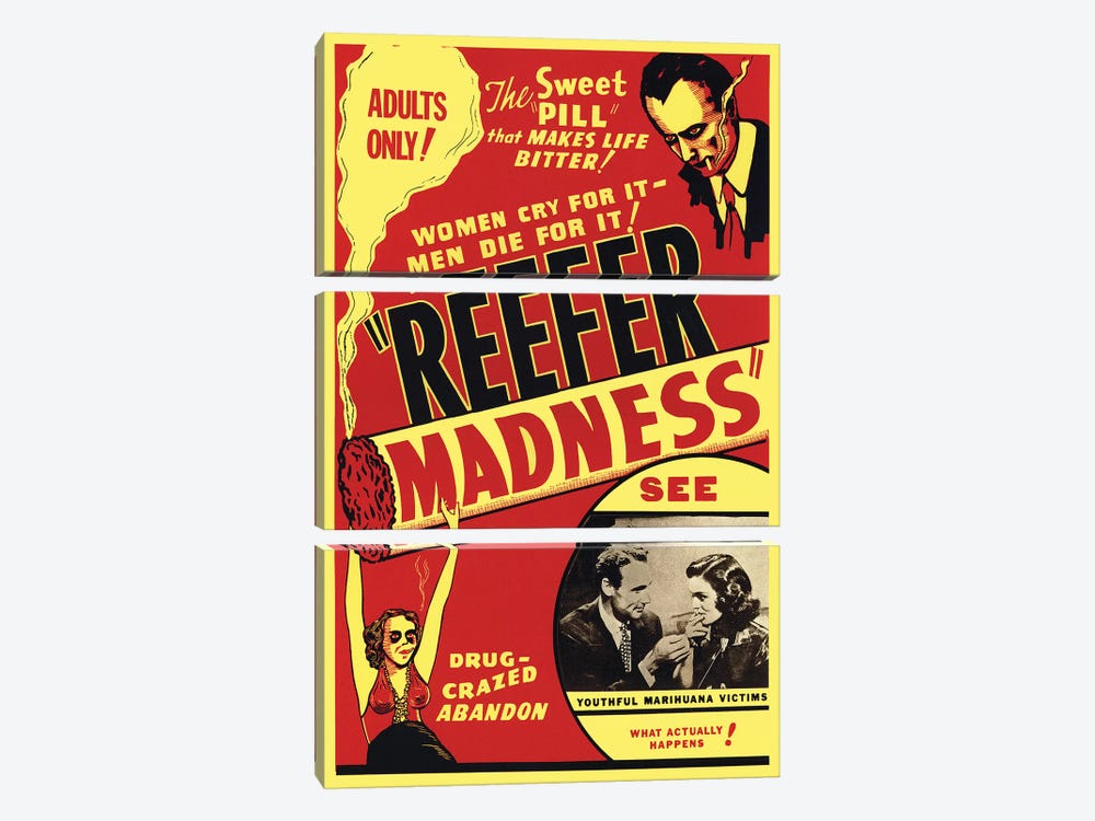 Reefer Madness Film Poster by Radio Days 3-piece Canvas Print