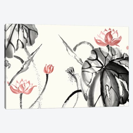 Lotus Study with Coral II Canvas Print #RAE10} by Nan Rae Canvas Art