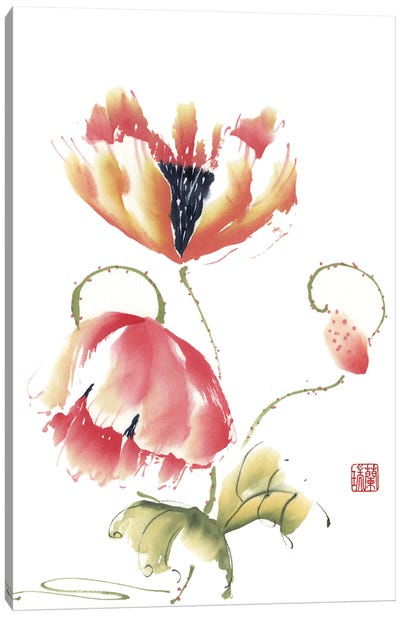 Pop Goes The Poppy Canvas Art Print - Chinese Décor