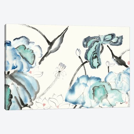 Lotus Study with Blue Green III Canvas Print #RAE8} by Nan Rae Art Print