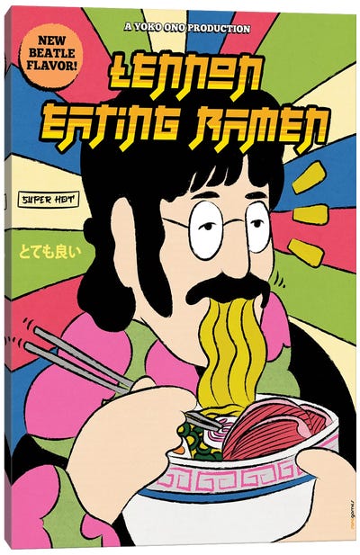 Lennon Eating Ramen Canvas Art Print - Asian Cuisine Art