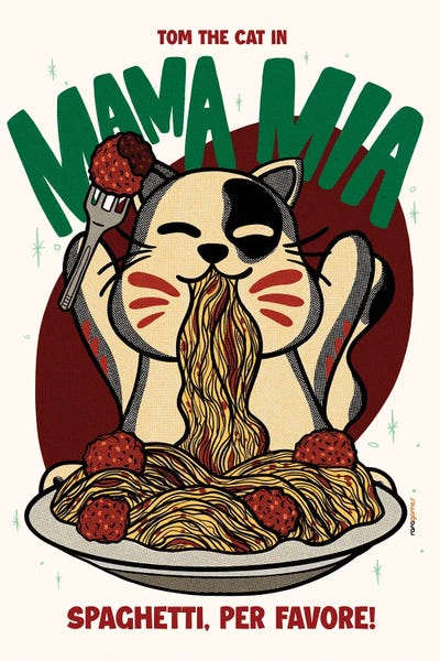 Food & Drink Posters: Mama Mia Spaghetti by Rafael Gomes