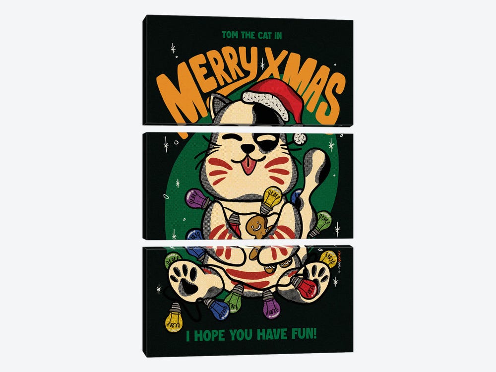 Merry Xmas Brothers by Rafael Gomes 3-piece Canvas Wall Art