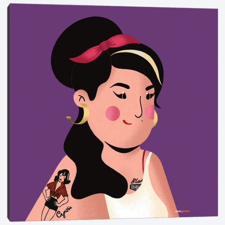 Amy Winehouse Portrait Canvas Print #RAF165} by Rafael Gomes Canvas Art Print
