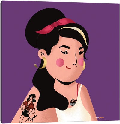 Amy Winehouse Portrait Canvas Art Print - Rafael Gomes