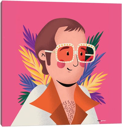 Elton John Portrait Canvas Art Print - Rafael Gomes
