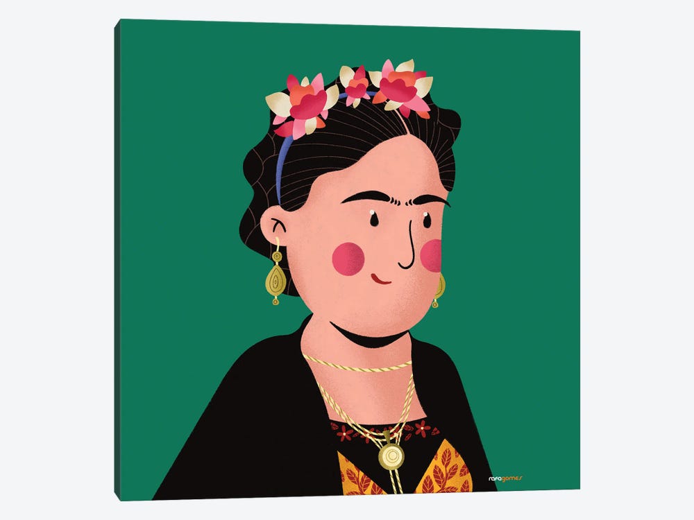 Frida Kahlo Portrait by Rafael Gomes 1-piece Canvas Print