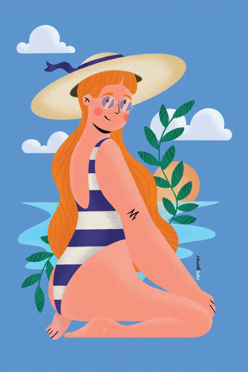 Woman On The Beach by Rafael Gomes wall art