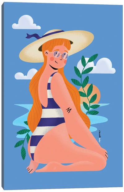 Woman On The Beach Canvas Art Print - Rafael Gomes