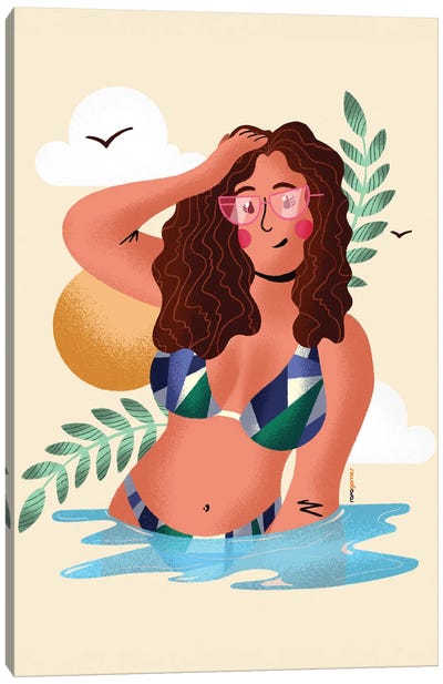 Woman On The Beach III Canvas Art Print - Rafael Gomes
