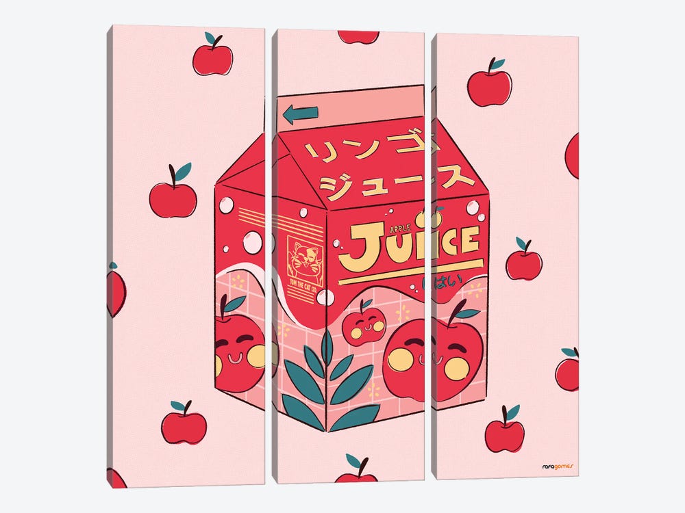 Apple Juice Box by Rafael Gomes 3-piece Canvas Wall Art