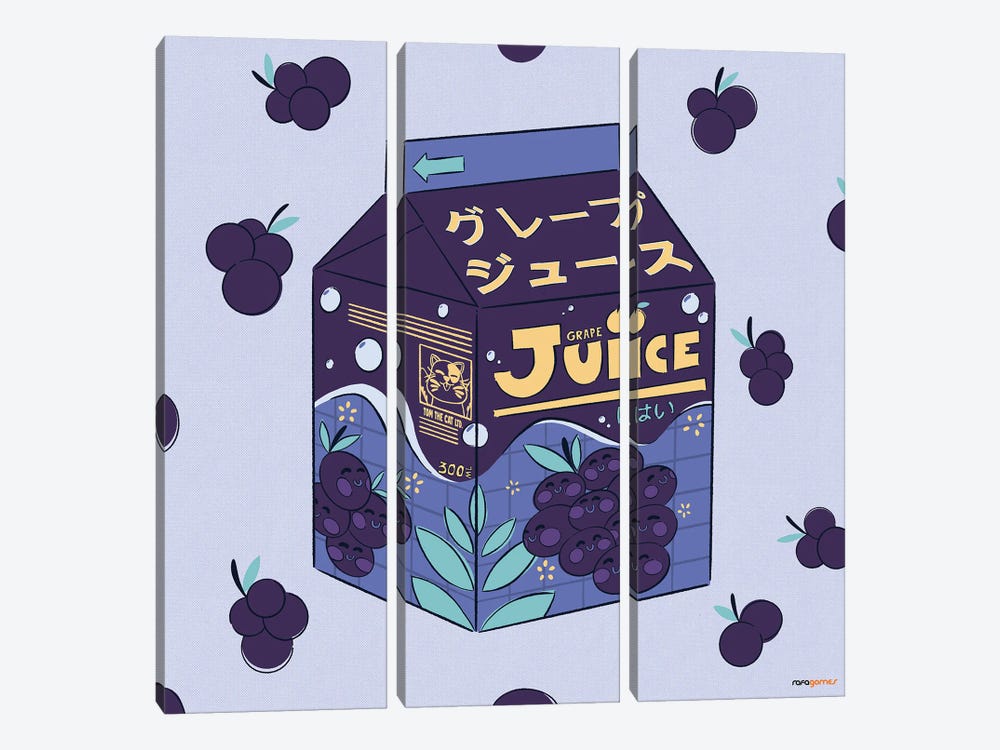 Grape Juice Box by Rafael Gomes 3-piece Canvas Art Print