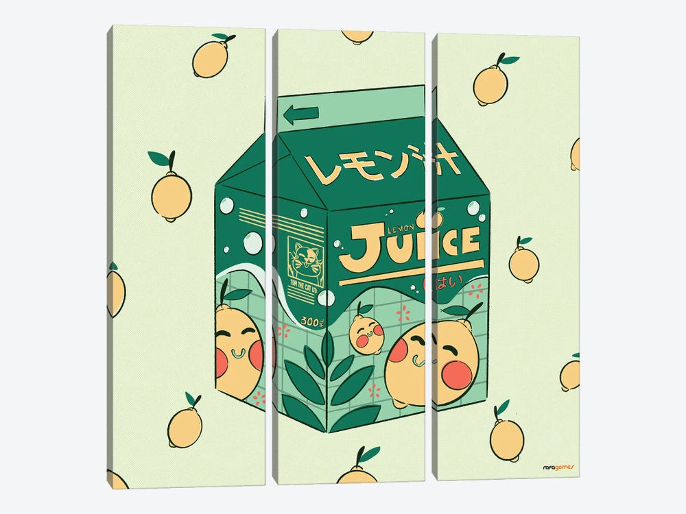 Lemon Juice Box by Rafael Gomes 3-piece Canvas Wall Art