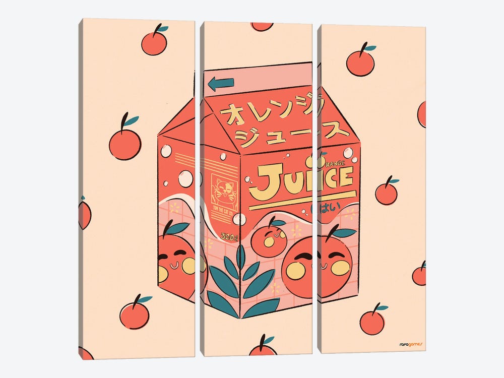 Orange Juice Box by Rafael Gomes 3-piece Canvas Art Print