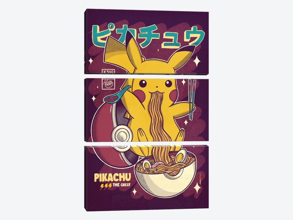 Pikachu Ramen by Rafael Gomes 3-piece Canvas Artwork