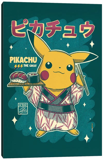 Pikachu Sushi Canvas Art Print - Food & Drink Typography