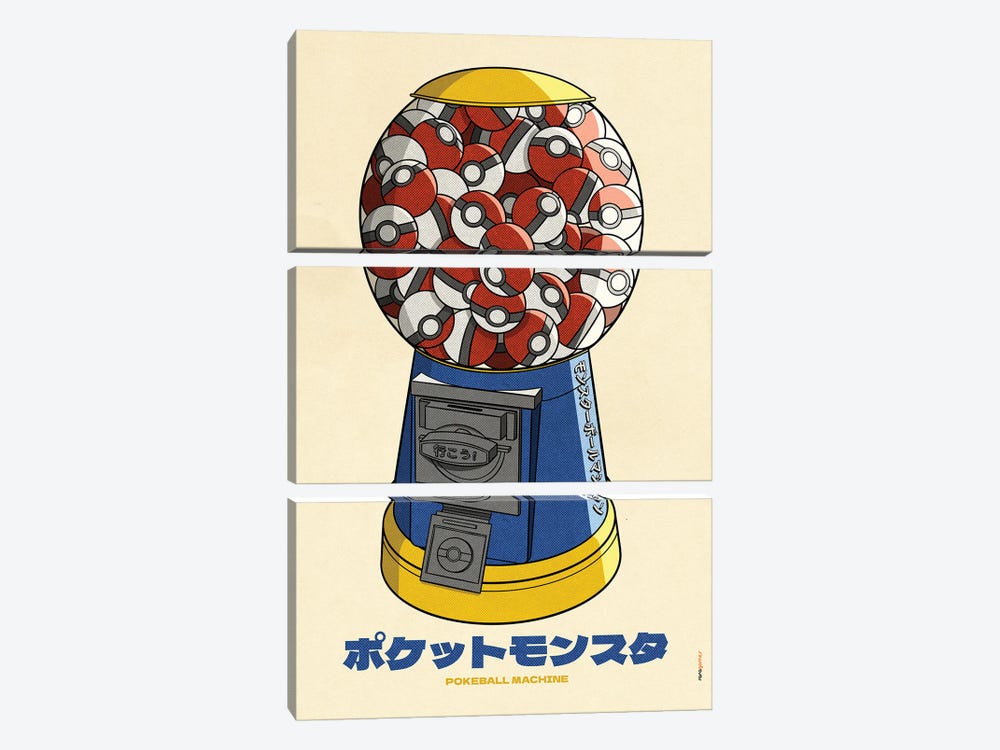 Pokeball Machine by Rafael Gomes 3-piece Art Print