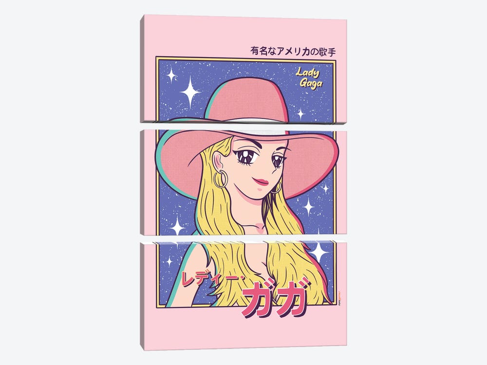 Lady Gaga Anime by Rafael Gomes 3-piece Canvas Art
