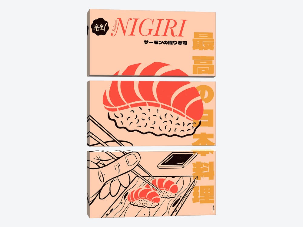 Salmon Nigiri by Rafael Gomes 3-piece Art Print
