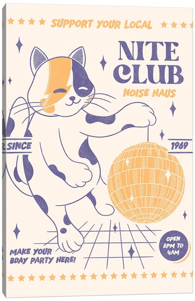 Support Your Local Nite Club Canvas Art Print - Disco Balls