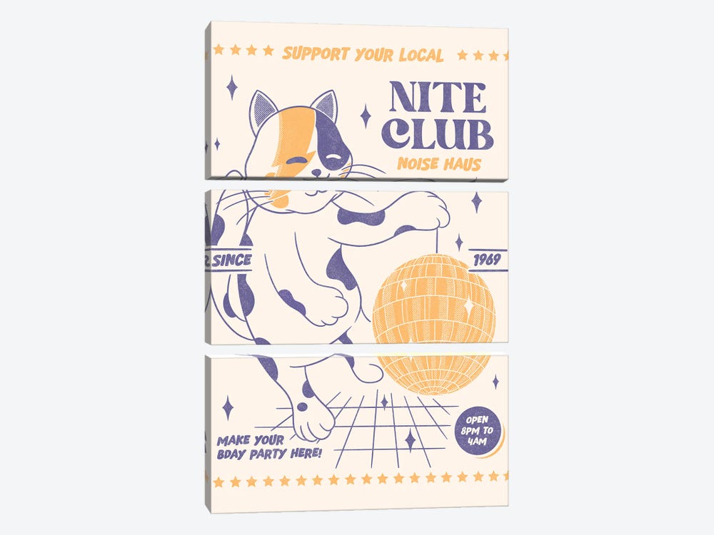 Support Your Local Nite Club by Rafael Gomes 3-piece Canvas Print