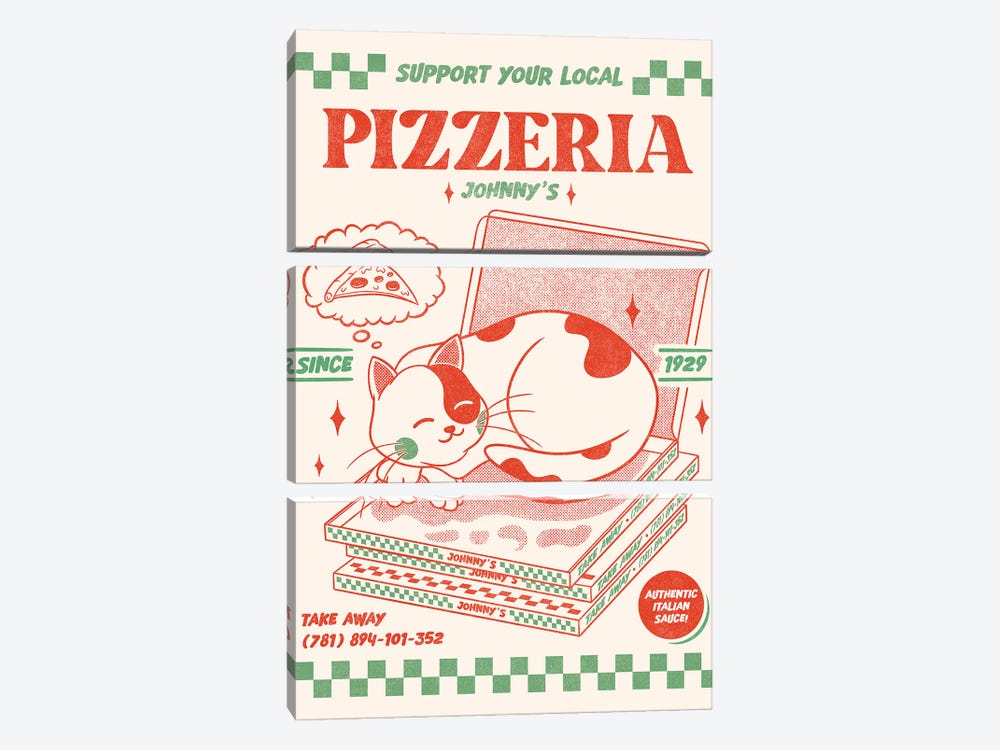 Support Your Local Pizzeria by Rafael Gomes 3-piece Canvas Wall Art