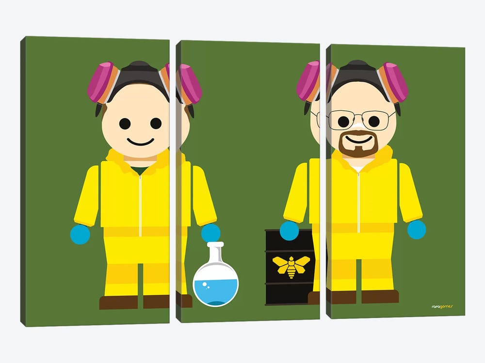 Toy Jesse Pinkman And Walter White by Rafael Gomes 3-piece Canvas Artwork