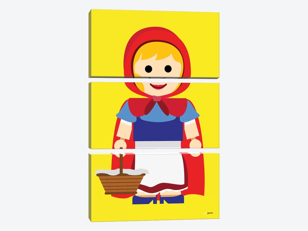 Toy Little Red Riding Hood by Rafael Gomes 3-piece Canvas Art Print