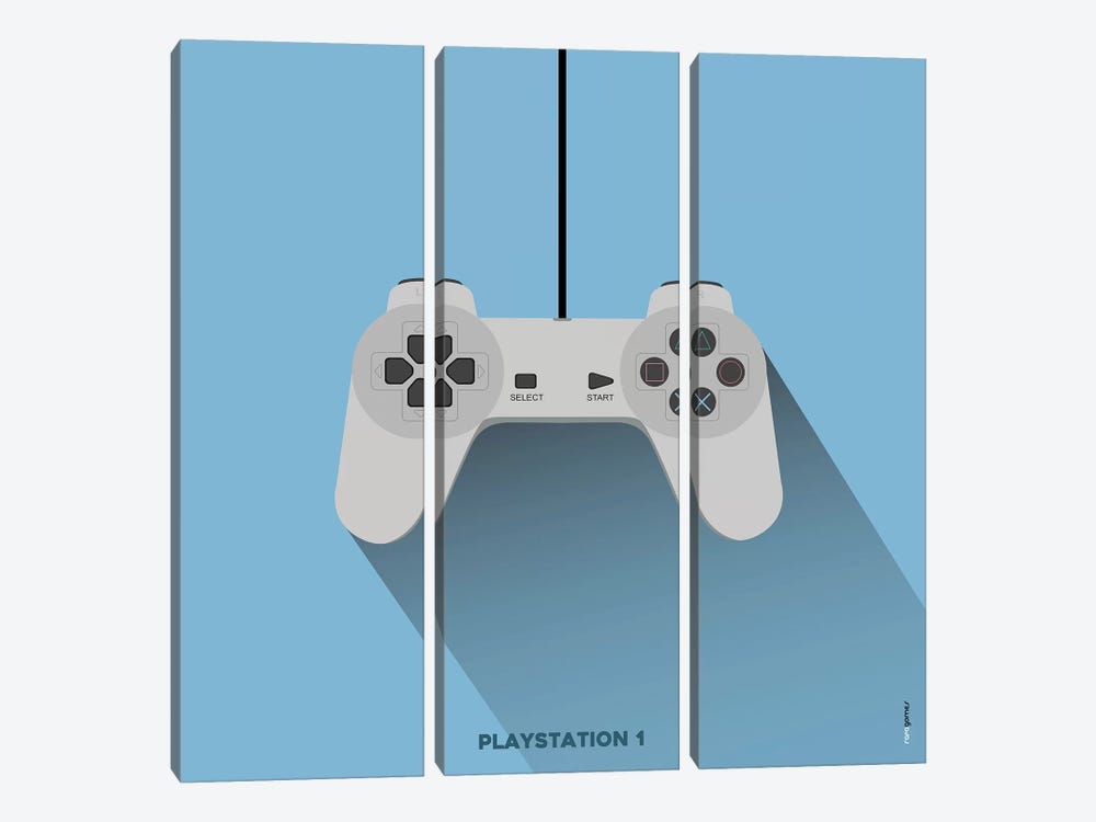 Joystick Playstation 1 by Rafael Gomes 3-piece Canvas Art Print