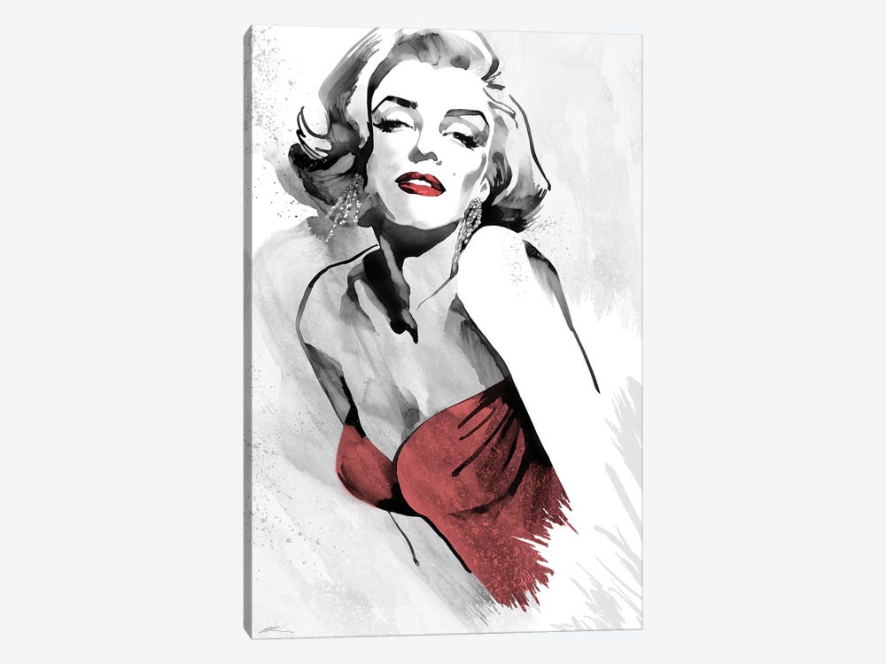 Marilyn's Pose Red Dress by Ellie Rahim 1-piece Canvas Art