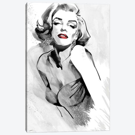 Marilyn's Pose Red Lips Canvas Print #RAH3} by Ellie Rahim Canvas Wall Art