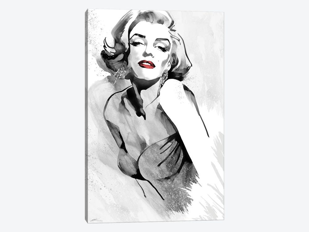 Marilyn's Pose Red Lips by Ellie Rahim 1-piece Canvas Print