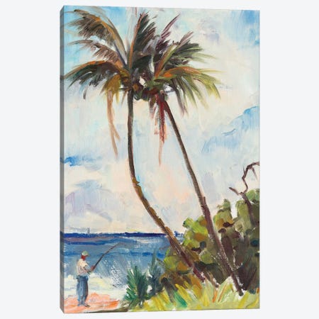 Fishing Under Palms Canvas Print #RAR1} by Richard A. Rodgers Canvas Art Print