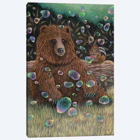 Baby Bear Makes a Friend Canvas Print #RAY3} by Marisa Ray Canvas Artwork