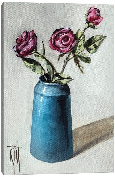 Blue Vase Canvas Art Print - Rut Art Creations