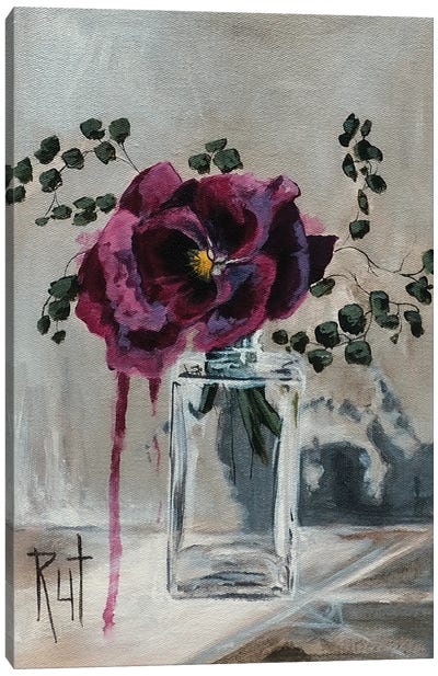 Purple Flower In Vase Canvas Art Print - Rut Art Creations