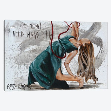 She Doesn't Need Canvas Print #RAZ116} by Rut Art Creations Art Print