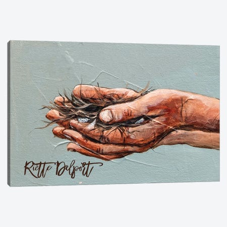 Hands With Nest Canvas Print #RAZ132} by Rut Art Creations Canvas Artwork