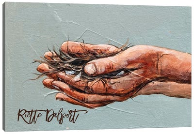 Hands With Nest Canvas Art Print - Rut Art Creations