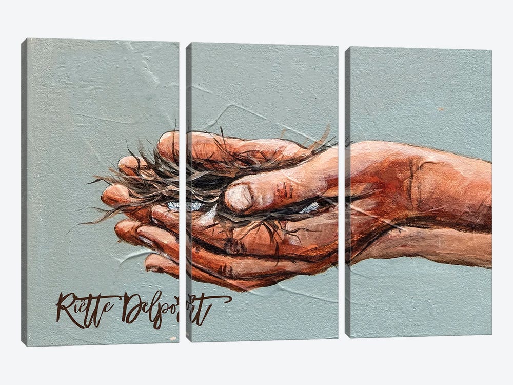 Hands With Nest by Rut Art Creations 3-piece Canvas Art