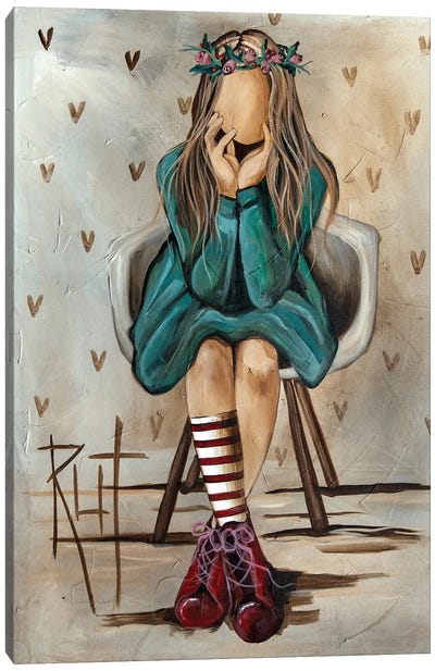 Girl With Striped Socks Canvas Art Print - Rut Art Creations