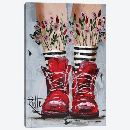 Floral Boots Canvas Print #RAZ143} by Rut Art Creations Canvas Art Print