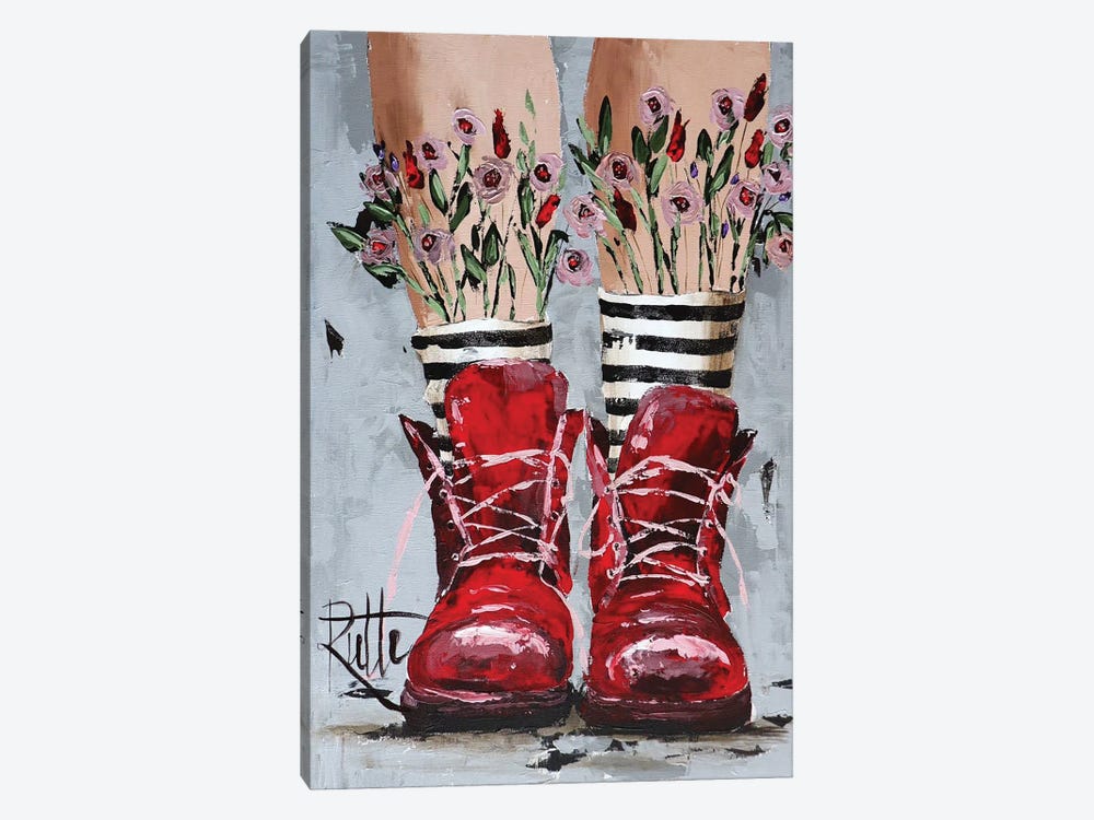 Floral Boots by Rut Art Creations 1-piece Canvas Artwork