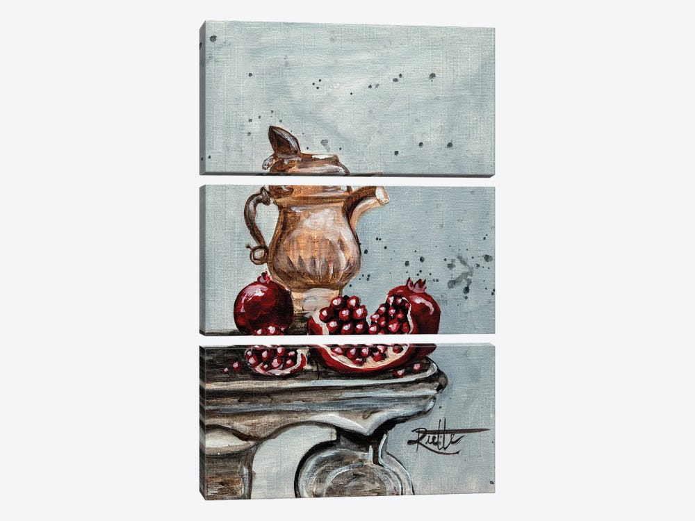 Pomegranates And Pot by Rut Art Creations 3-piece Canvas Print