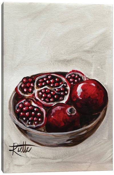 Pomegranates In Bowl Canvas Art Print - Kitchen Equipment & Utensil Art